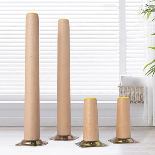 HFDASUENT Holz Tischbeine Aus Eiche,Massivholz Konisch Sofafüße Möbelfüße Tischfuß Schrankfüße Sockelfüße für Möbel Sofa Bett Schrank Couch TV,Schrank,4 Stück