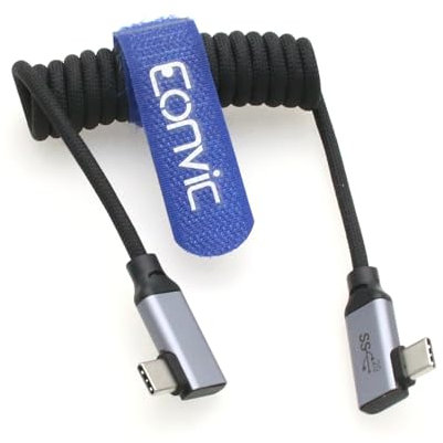 Eonvic USB Typ C 3.2 Gen 2 20Gb/s 100W 4K 60Hz Ladedaten Geflochtenes Spiralkabel für iPhone 15 Pro Max Plus Samsung Galaxy Tablets Laptops Blackmagic Sony FX3 Kamera