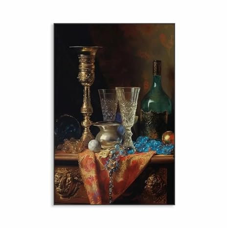 RONGCH Wandbilder auf Leinwand Vintage Barock Portrait Ölgemälde Drucke Antik Alter Art Moody Poster Retro Ölgemälde Leinwand Gemälde Galerie Dekor(D,40x60cm)