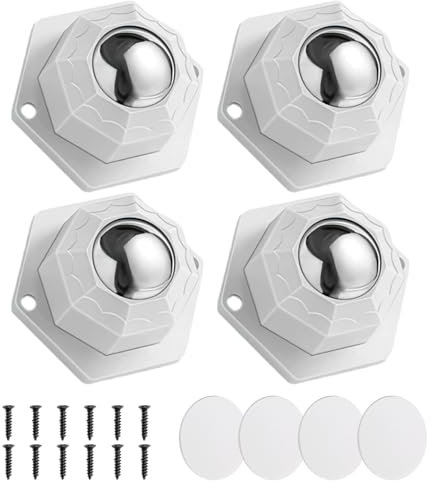 4 Stück Kugelrollen für MöBel, Möbelgleiter Möbelrollen Flach Schwerlast Rollen, Selbstklebendes/Perforiert Kleine Rollenrad, Universal 360 Moving Wheels, für Möbel Küchenutensilien Waren (Weiß)