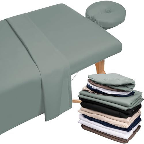 6 Sets Microfiber Massage Table Sheet Set 6 Colors 3 Piece Set Includes Massage Flat Sheet and Fitted Sheet and Massage Face Rest Cover Stain Wrinkle Resistant(Novel Color)