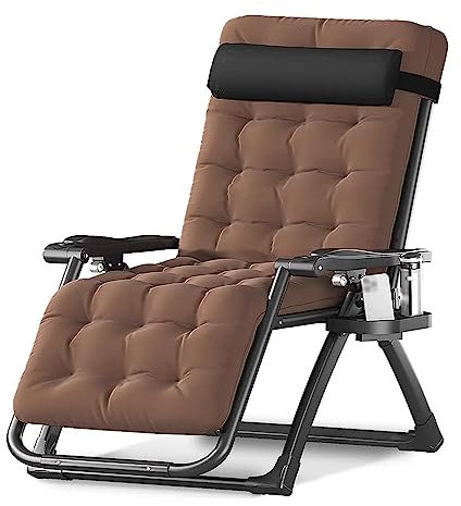 Extra breiter -Klapp-Relaxsessel mit abnehmbarem Kissen und Tablett, Chaiselongue für drinnen und draußen auf der Terrasse