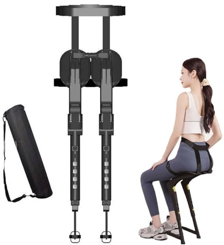 Rusopobe Tragbarer Faltbarer unsichtbarer Sitz und Beinstütze – Verstellbarer Exoskelett-Hocker für den Außenbereich, Tragkraft 150 kg(Black)
