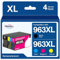 Paeolos 963 XL Druckerpatronen Wiederaufbereitet Kompatibel für HP 963XL Multipack für HP Officejet Pro 9010 Patronen für HP Officejet Pro 9012 9014 9020 9015 9016 9018 9019 9022 4-Pack