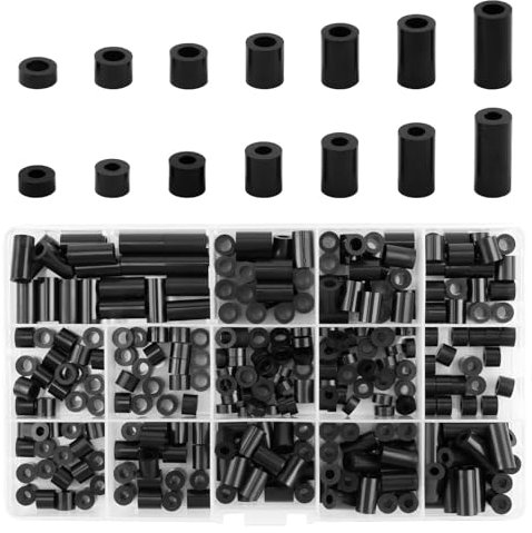 320 Pièces Rondelle Plastique, Écrous de Distance pour Vis M3/M4, Isolantes et Résistantes, Noir, pour Électronique et Automobile, ABS de Haute Qualité