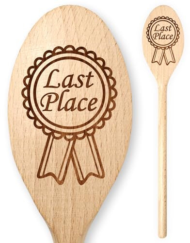 Last Place Cooking Wooden Spoon Pub Quiz Sports Day Golf Ruby Football Darts Competition Night Loser Wooden Spoon Award Game Booby Prize Trophy Medal Family Quizzes Funny Trivia Nights Office Charity