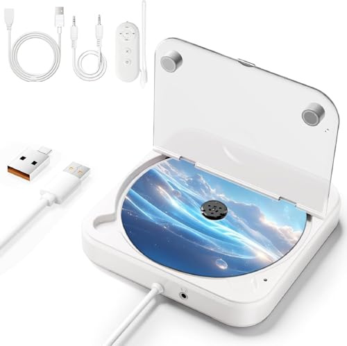 DDup Car CD Player for CD Lovers, Road Trips,Home Listening | Anti-Skip Portable External Universal Vehicle Stereo Radio, USB-C Port Adapter, Extension Cable, Remote Control