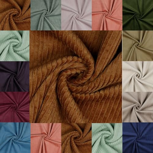 Breitcord Stoff 100 % Baumwolle – Öko-Tex zertifiziert – ohne Stretch – Cordstoff Meterware ab 50 cm – in 14 Farben – für Kleidung, Hosen, DIY Taschen, Kissen, Accessoires & Heimtextilien (cognac)