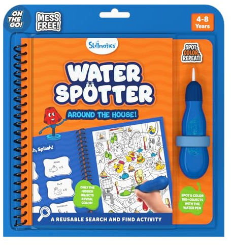 Skillmatics Water Spotter, Around the House, Activity Book, Gift for Kids | Paint with Water Kit, Kindergarten Coloring Book, Screen-Free Fun, Mess-Free, Travel Toy, Boys & Girls Ages 4, 5, 6, 7, 8