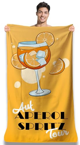 Zinello Design Strandtuch Mikrofaser 160x80 Personalisiert Auf APEROL Spritz Tour Schnelltrocknend Saugfähig Kompakt Tasche Geschenk Pareo Damen Strand XXL