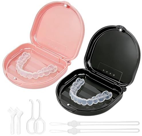 VUTYNKO Zahnspangendose Spangendose, Zahnschiene Box mit Silikon Handgelenkband & Belüftungslöchern, Tragbar Retainer Case mit Entnahmewerkzeugen & Bürste für Reisen und Täglichen Gebrauch