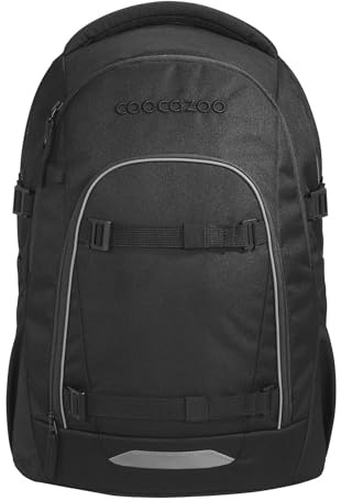 coocazoo Mate Schulrucksack „Black Coal”, schwarz, ergonomischer & anpassbarer Tornister, höhen- & größenverstellbar, mit Brustgurt & Hüftgurt, ab der 3. Klasse