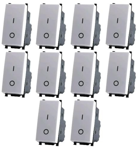 Set 10 pezzi - Interruttore Bipolare 16A compatibile Vimar Plana - Bianco