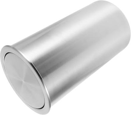 Veemoon Poubelle Encastrée de Comptoir Ronde 5,5 L en Acier Inoxydable Couvercle Basculant Intégrée Cuisine Professionnelle Bureau et Restaurant, Goulotte à Déchets Amovible et Facile