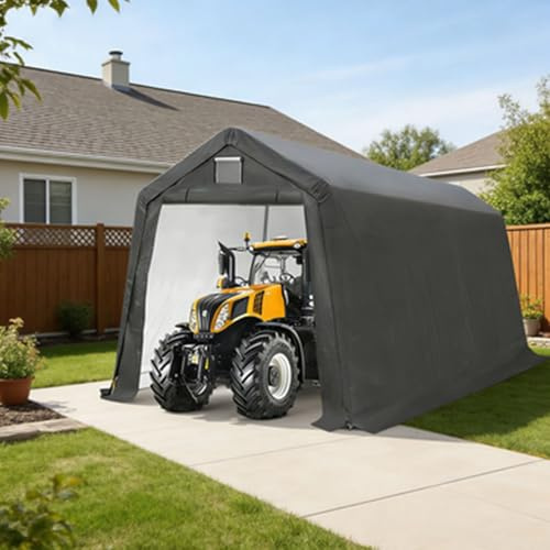 Heavy Duty Carport Canopy with Roll-Up Double-Zipper Doors, Portable Storage Tent for Outdoor Bicycle, Tool, and Wood Storage