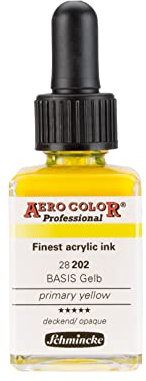 Schmincke - AERO COLOR® Professional, BASIS Gelb, 28 ml, 28 202 023, feinst-flüssige, farbstarke Acrylfarbe für Acrylmalerei, Airbrush, Mixed Media