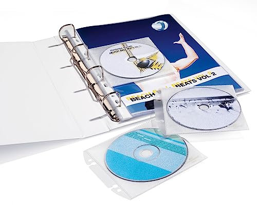 Durable CD/DVD Easy Punched Cover Pocket - Transparent (Pack of 10)