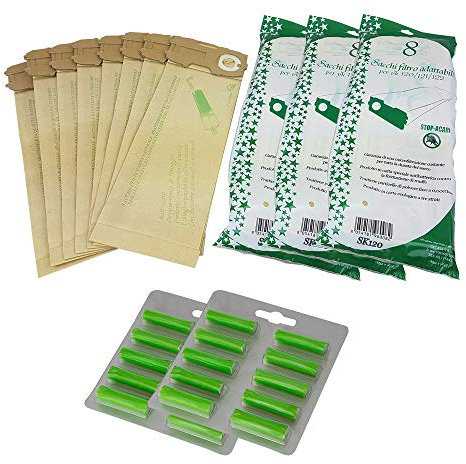 S&G GROUP 24 Sacchi-Filtro e 20 Profumini per Aspirapolvere Folletto VK120, VK121, VK122 Garantiti