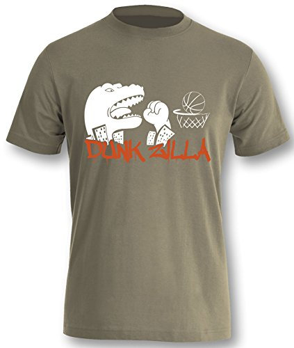 Luckja Dunkzilla Herren T-Shirt Oliv-Weiss/Orange Grösse XXL