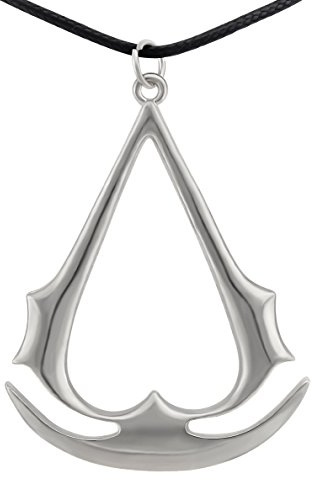 Hanessa Bijoux pour homme en argent avec symbole des Assassins médiéval Assassin's Creed Signe des Assassins Gamer Cuir synthétique Cadeau de Noël pour un ami/homme, Cuir, Pas de gemme