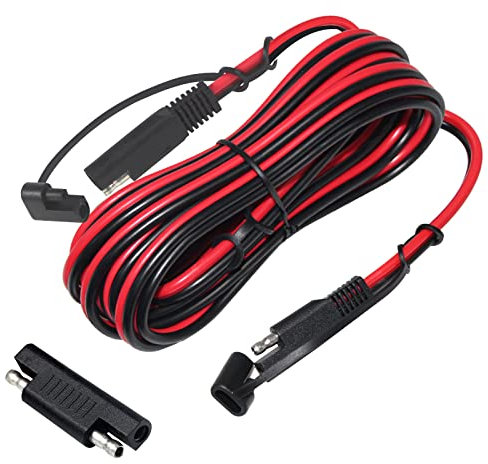KUNCAN 25FT Sae to Sae 2 Pin Extension Cable DC Power 16awg Heavy Duty Battery Quick Disconnect/Connect Wire Harness Connectors with Dust Cap battery charger cable