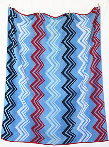 PremiumShop321 - Strandtuch aus 100% Baumwolle - 150x180 cm Frottee Qualität - hochwertiger Jacquard Druck (Zick Zack 1831)