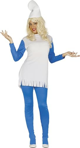 FIESTAS GUIRCA Blau Weiss Zwerg Kost?m mit Bommel f?r Damen