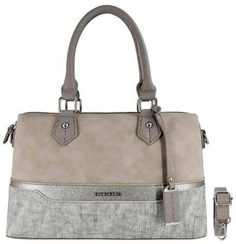 David Jones - Damen Bowling Handtasche - Frau Henkeltasche Gestreift PU Leder - Elegante Tasche Mittelgroße - Shopper Schultertasche Mehrfarbig Streifen - Umhängetasche Mode Alltags - Grau