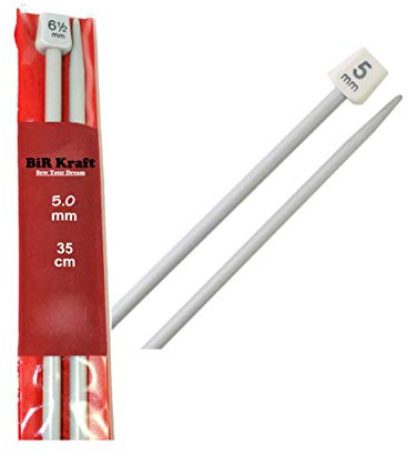 2 x Long Straight Plastic Knitting Needles (35cm) - Needle Diameter 5mm, 5.5mm, 6mm, 6.5mm, 7mm, 7.5mm, 8mm, 9mm and 10mm 2 x 2 .197 in