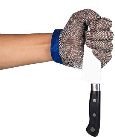 ThreeH Steel Mesh Gloves 304L Chainmail Cutting Gloves for Kitchen,Oyster Shucking,Meat Cutting and Wood Carving GL08 L(One Piece)