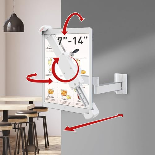 Barkan Abschließbare Tablet-Halterung für 22,1–30,5 cm (8,7–12 Zoll) Geräte, Diebstahlschutz, voll bewegliche Gelenke, 360 Grad drehbare Halterung, passend für Apple iPad/Air/Mini, Samsung Galaxy Tab,