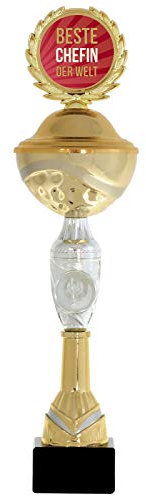 pokalspezialist Pokal Beste Chefin der Welt 38 cm PVC Metall Steinsockel
