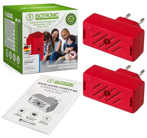 ISOTRONIC Mäusevertreiber Nagetier Vertreiber mit Ultraschall | Abwehr gegen Mäuse und Ratten | elektronisch, Tiervertreiber ohne Mausefalle und Rattengift (2)