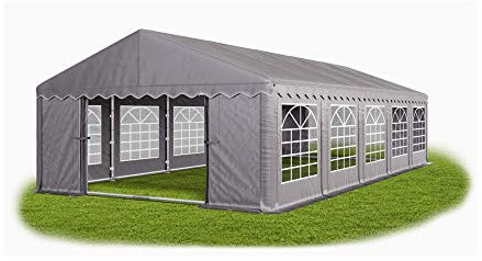 Das Company Partyzelt 5x10m wasserdicht grau mit Bodenrahmen Zelt 240g/m² PE Plane hochwertig Gartenzelt Summer Floor PE