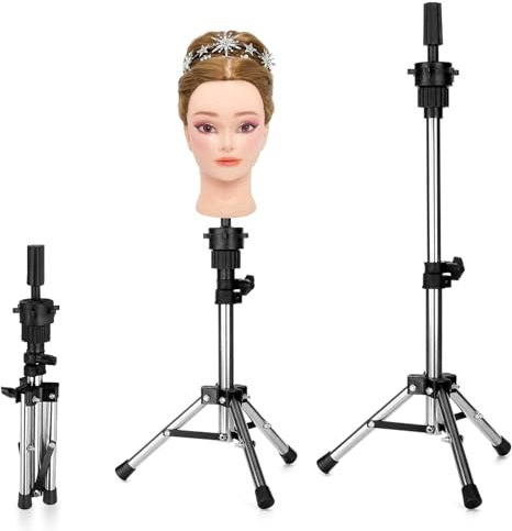 Neverland Mini Perückenständer Verstellbare Stativ Kopf Stand für Friseur Ausbildung Kopf Schaufensterpuppe Kopf Styling (14,37-22,44 Zoll)