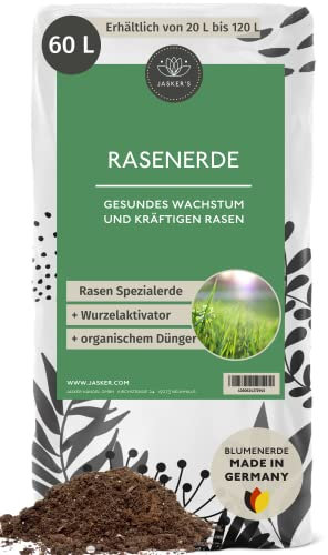 Rasenerde 60 L - 100% Nachhaltig mit Dünger - Rasen-Erde - Rasensubstrat Mischung- Perfekter Mutterboden für Rasen und Garten - Rasenhumus - Erde für Rasen