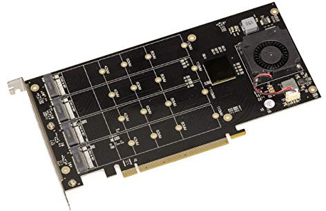 Kalea-INFORMATIQUE M2 PCIe x16 Controller-Karte für 4 M.2 NVMe M Key SSDs mit PLX8747 Chipsatz - 128GB Bandbreite Max 16000MB/s.