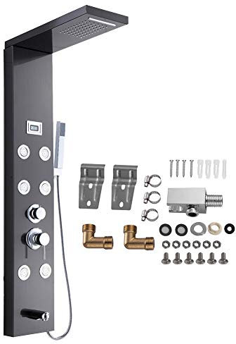 Système de Douche à Colonne de Colonne de Douche à LED avec 6 Fonctions, Système de Panneau de Douche pour Salle de Bain Écran de Température à LED pour Tour D'eau avec Jets de Massage pour Douche à M
