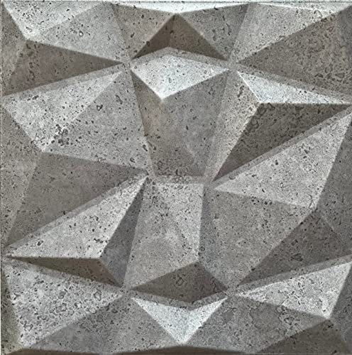 Eurodeco 3D Wandpaneele - 3D Wandverkleidung Paneele - Dekoren Deckenpaneele - Wanddeko Platten - Wandtattoos aus Polystyrol XPS - 50 x 50 cm, 3 mm Stärke, Diamant Betonoptik 43, 16 Stück (4m²)