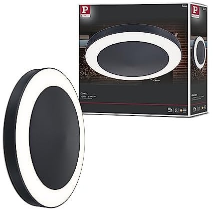Paulmann 94526 LED Außenleuchte Deckenleuchte Circula mit Dämmerungs-/Bewegungssensor IP44 rund incl. 1x14 W Warmweiß Anthrazit Kunststoff 3000 K