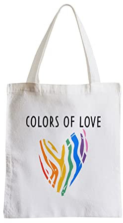 Fabulous Große Einkaufstasche Tragetasche Colors of Love Herz LGBTQ+ Schwul Lesbisch Trans Bi