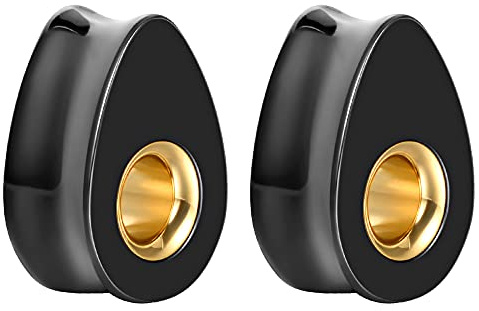 KOOBODY 2 STÜCKE Teardrop Edelstahl Ohrstöpsel Tunnel Expander Gauges Bahre Ohrringe Aushöhlen Double Flared Piercing Körperschmuck Guage 8mm-25mm