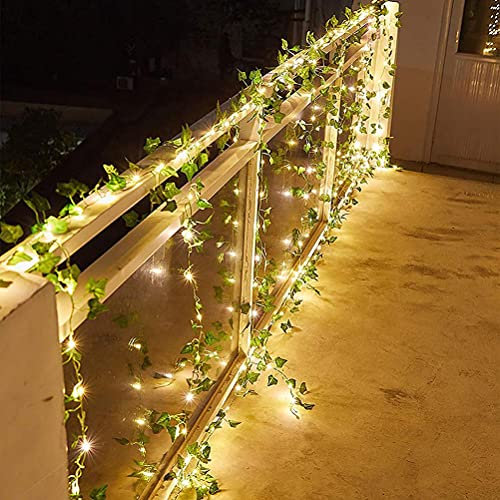 BesDirect Solar Lights Outdoor Garden - 10 Meter 100 LED Artificial Ivy Artificial Plant Vine Hanging Garland LED Solar Powered Fairy Lights