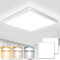 zemty 2 Stücke LED Deckenleuchte Flach 24W 29.5cm, 3000K/4000K/6500K Deckenlampe Eckig Panel 3Farben Ultra Dünn Lampen Deckenlampen IP44 Badezimmer Modern Lampe Decke für Bad Schlafzimmer Küche Flu