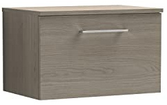 nuie ARN2522W Arno Modern Bathroom Wall Hung 1 Drawer Vanity Unit with Colour Worktop, 600mm, Matt Electric Blue