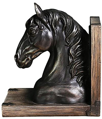 Baoblaze Pferdekopf Statue Aus Kunstharz, Dekorative Buchstützen Skulptur für Ornament