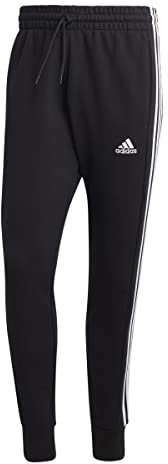 adidas Herren Essentials French Terry Tapered Cuff 3-Stripes Pants, Black / White, XXL