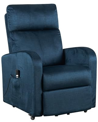 POLTRONE ITALIA Detraibile 19% Poltrona Relax Elettrica 2 motori, reclinazione indipendente schienale pediera 4 ruote spostare utente Sfoderabile Lavabile elevabile anziani reclinabile Blu