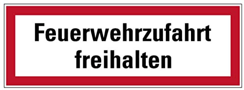 Aufkleber Hinweis „Feuerwehrzufahrt freihalten“ Brandschutz Schild Folie selbstklebend ähnl. DIN 4066 | 297x105mm Made in Germany