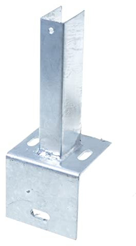 Aqbau® Robuster Pfostenträger für Zaunpfosten zum Aufschrauben Feuerverzinkter Stahl, Perfekt für L-Randsteine – Stabile Befestigung für 60 x 40mm Pfosten – Ideal für Außenbereich